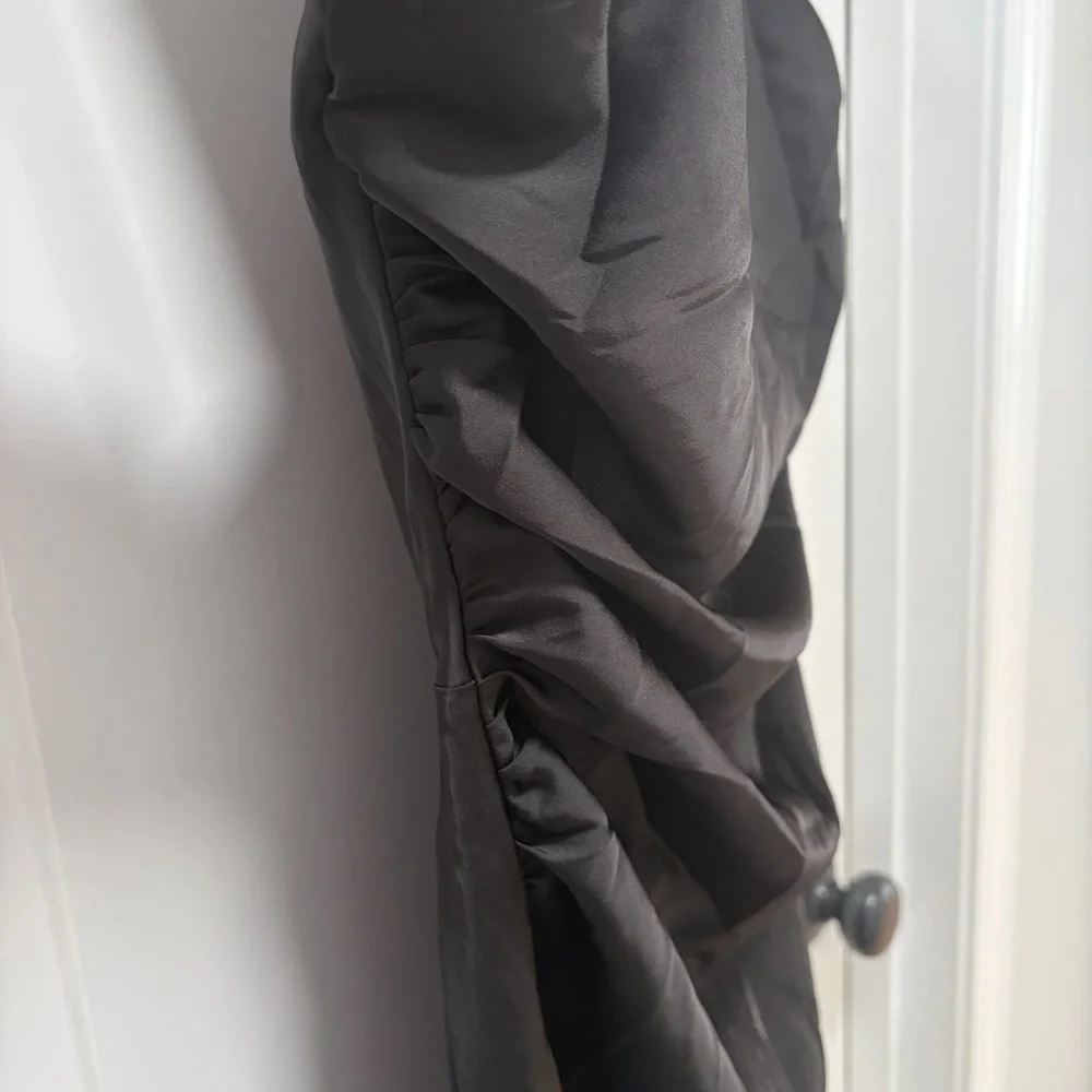 Lulus Effortlessly Sensational NWT size Large Black Satin Backless Maxi Dress - Picture 5 of 13